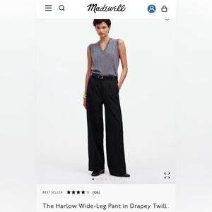 Madewell. Harlow wide leg pant. Black. Size 2. Great condition.